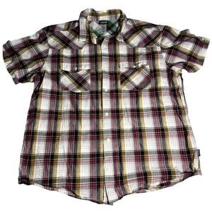 Patagonia Mens Plaid Organic Cotton Short Sleeve Button Down Size XXL Hike